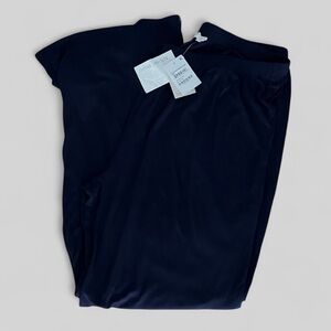 Barefoot Dreams Blue Ink MC Malibu Ribbed Wide Leg Pant Womens Sz L NWT